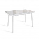 МАРТИН стол раздвижной со стеклом Латте/Белый